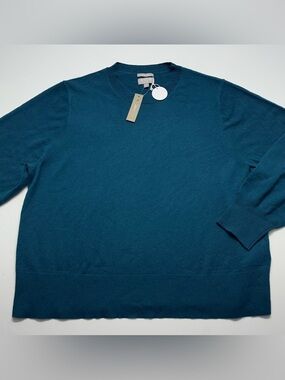 J.Crew Cashmere Classic Fit Crewneck Sweater Womens Size 3X Teal Blue BA400  NEW